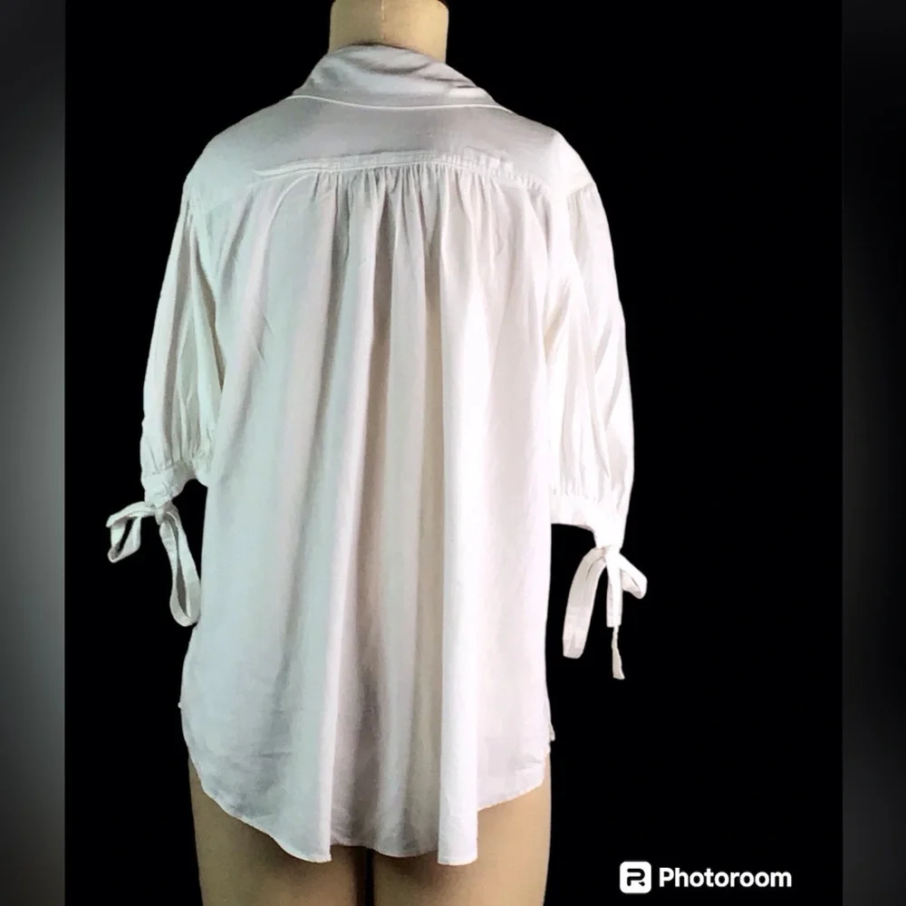 Free People White Safari Babe Shirt, L, EUC - Picture 4 of 7